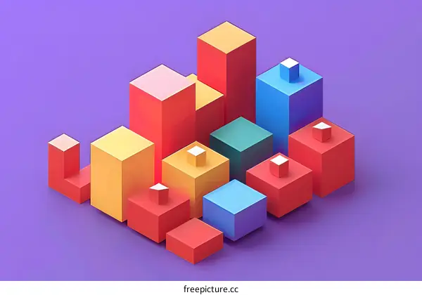 Colorful 3D Geometric Shapes Abstract Design