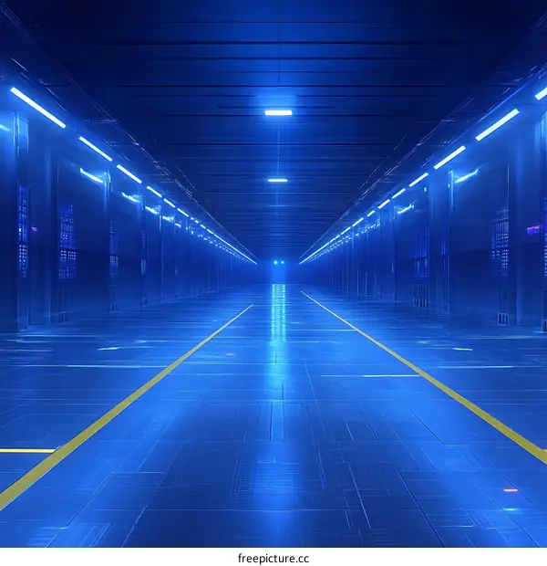 Futuristic server room tunnel illustration