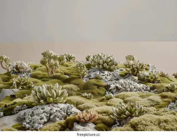Close Up of Green Moss and Succulents