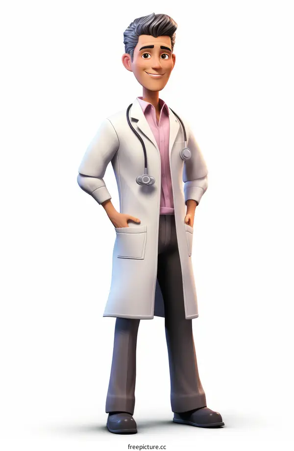 Friendly Cartoon Doctor with Hands on Hips