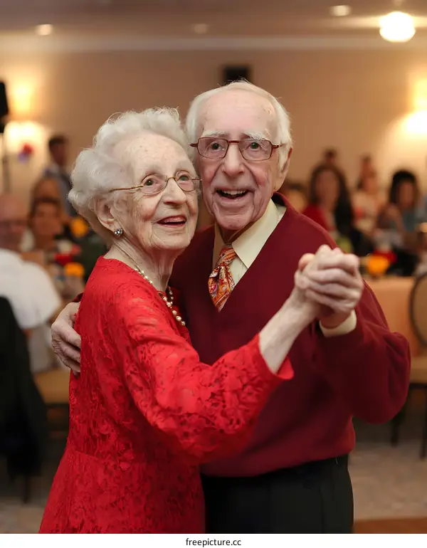 Happy Senior Couple Dancing Together at a Party