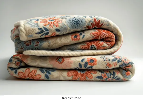 Cream Floral Blanket Folded