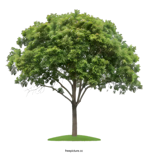 [Transparent Background PNG]Green Tree With Grass On White Background