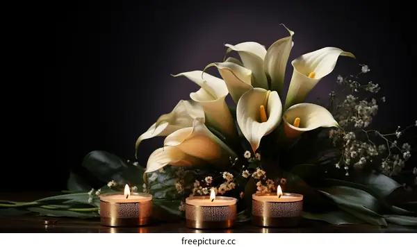 White Calla Lilies and Candles: A Still Life of Sympathy