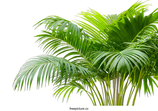 [Transparent Background PNG]Green Palm Tree Leaves Isolated on White Background