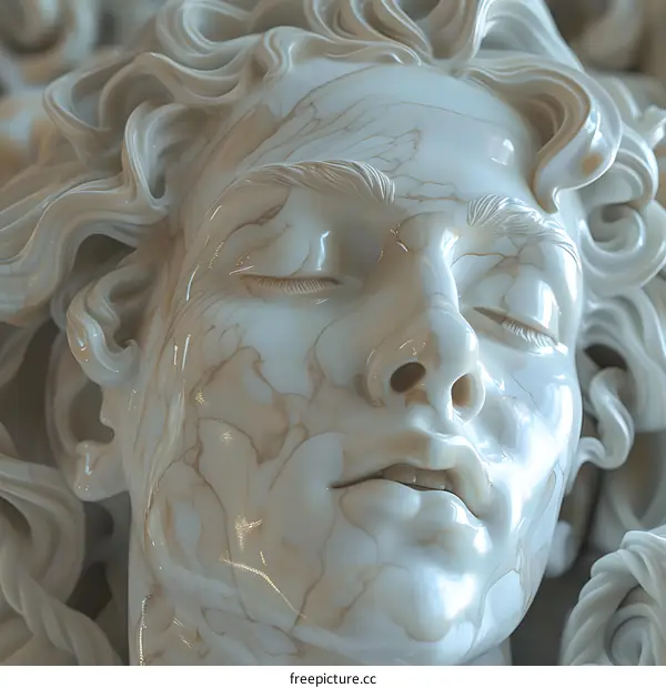 Marble sculpture of a womans face