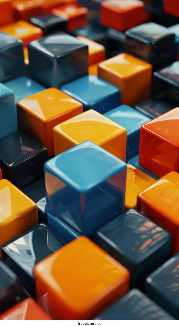 Abstract Colorful Cube Grid with a Blue Cube