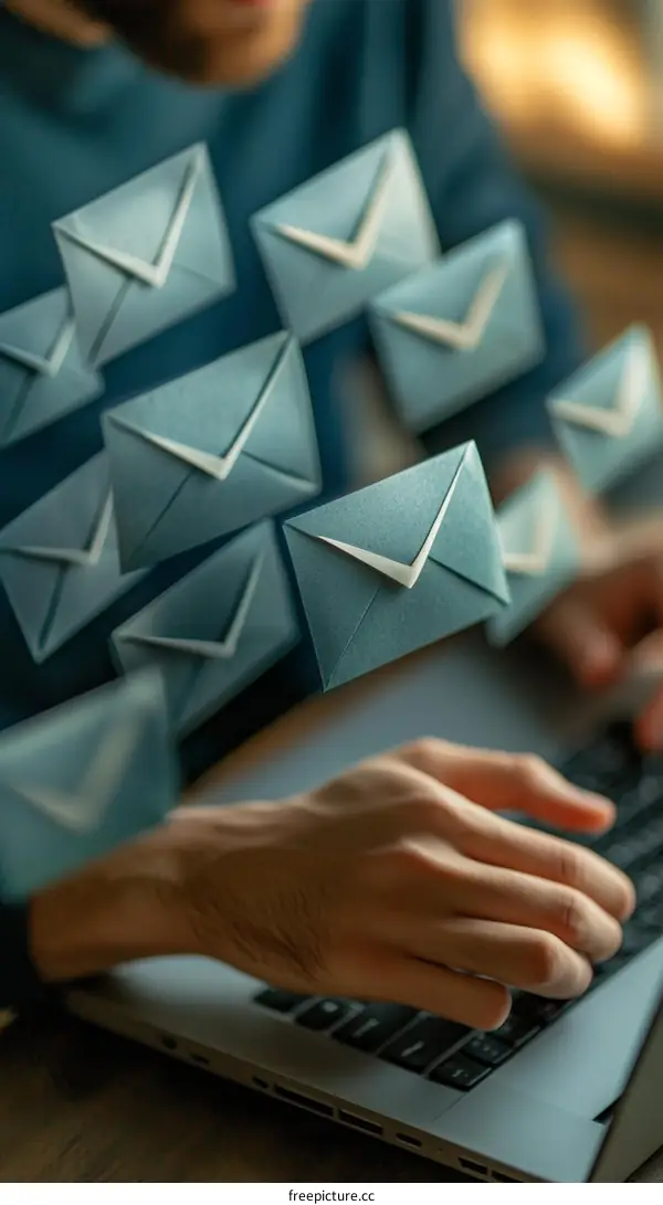 Email Overload Conceptual Illustration with Person