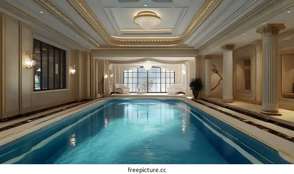 Indoor Swimming Pool Design with Classic Architecture