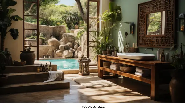 Luxury Jungle Bathroom with Private Pool