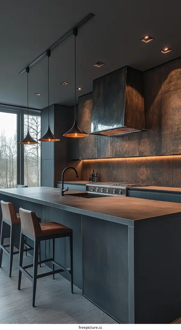 Modern Dark Kitchen Interior Design