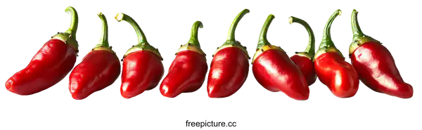 [Transparent Background PNG]Red Chili Peppers Arranged in a Row