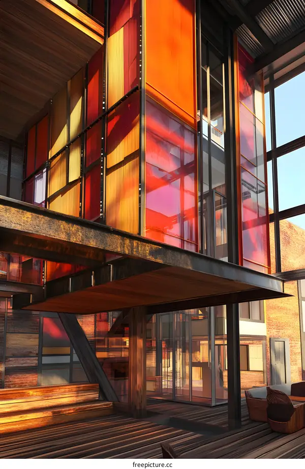 Modern Architecture With Colorful Glass Panels