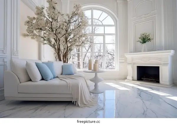 Bright and Airy Living Room With Fireplace