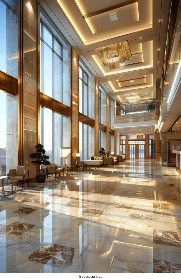 Grand Hotel Lobby with Opulent Decor