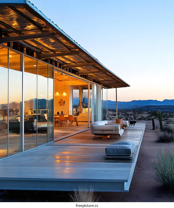 Modern Desert House with Glass Walls and Deck