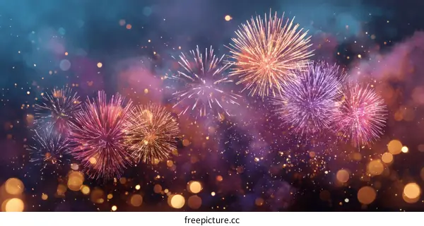 Colorful Fireworks Celebration in the Night Sky