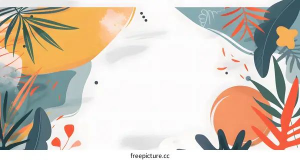 Abstract Tropical Leaves and Shapes Background Illustration