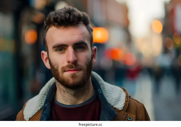 Portrait of a Man with a Beard in the City
