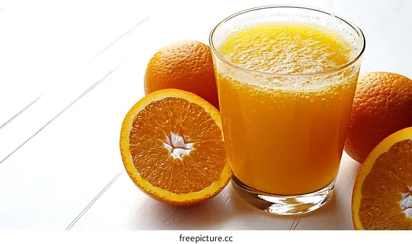 Freshly Squeezed Orange Juice and Fruits