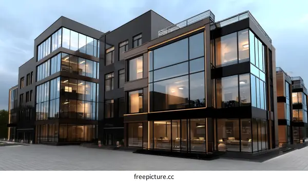 Modern Glass Facade Office Building Exterior