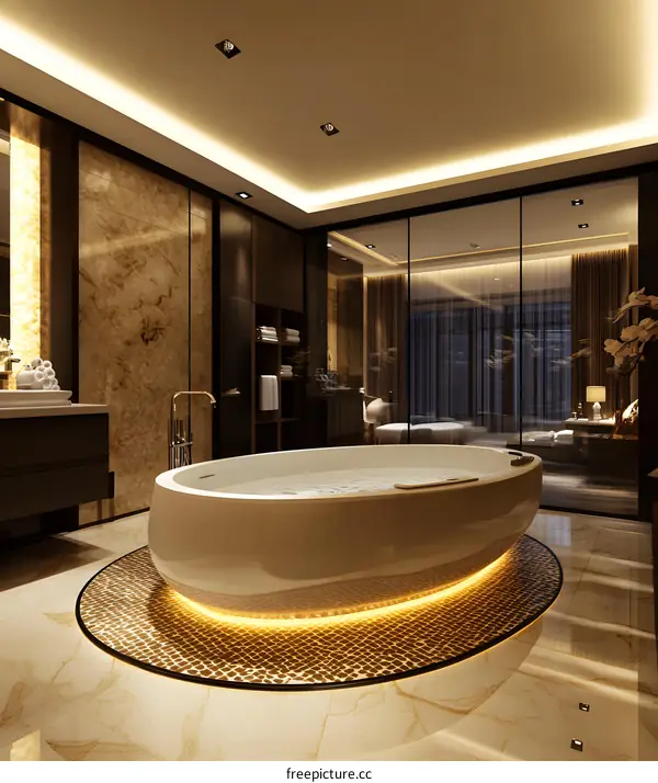 Luxury Bathroom Interior Design with Freestanding Tub