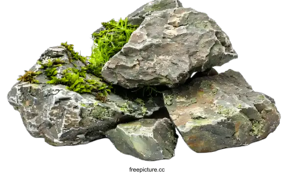 [Transparent Background PNG]Closeup of Green Moss Covered Rocks