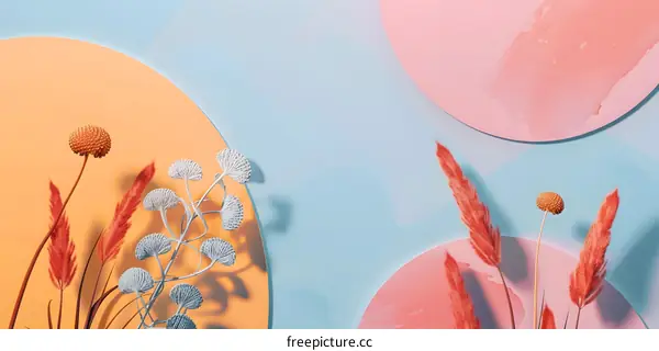 Abstract Minimalist Floral Background with Pastel Colors