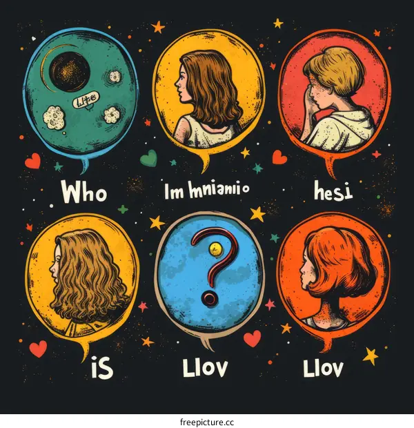 Retro chat bubbles with female portraits