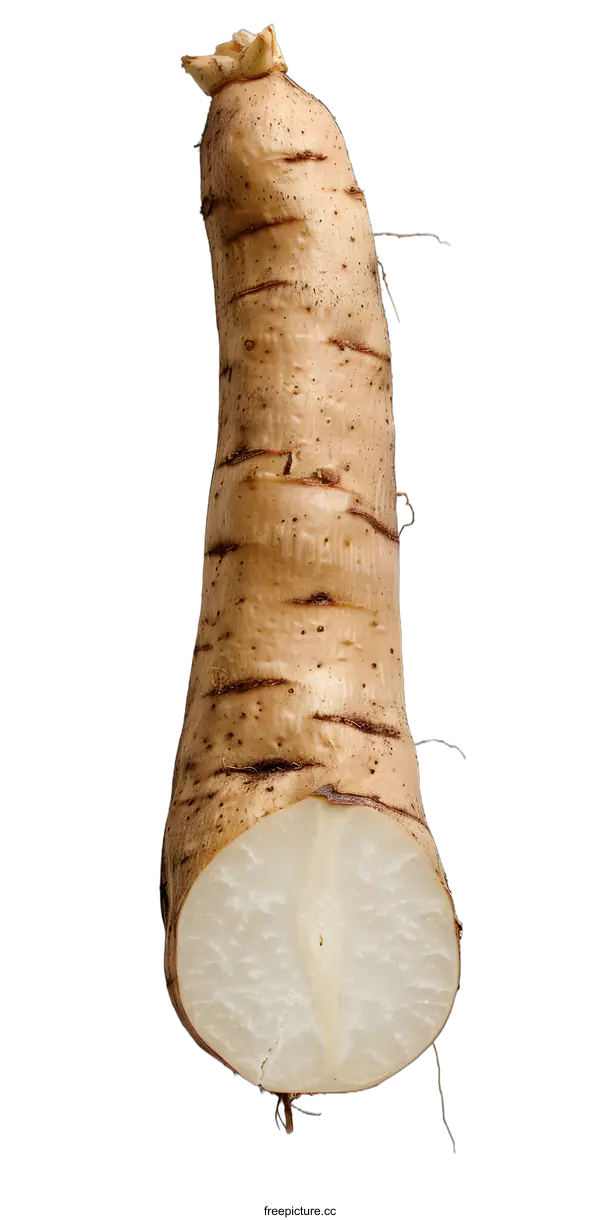 [Transparent Background PNG]Close up of a cut  Chinese yam isolated on white background