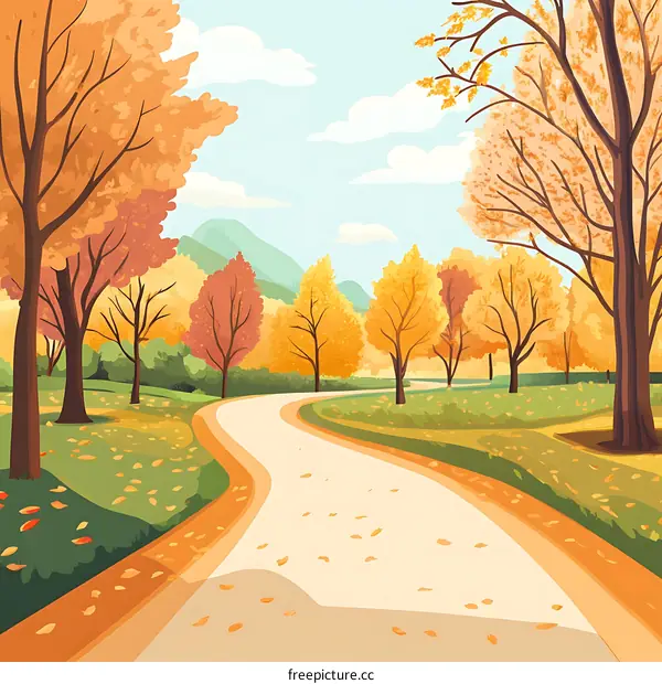 Autumn Landscape with Winding Road