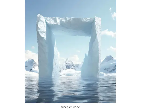 Iceberg Archway in Arctic Landscape