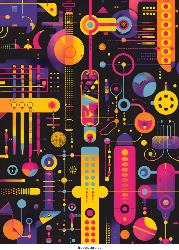 Abstract Geometric Background With Colorful Shapes And Lines