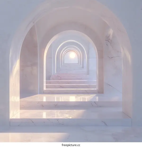 Elegant White Marble Archway Corridor