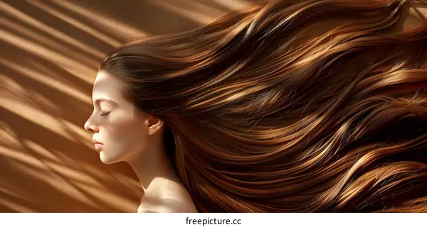 Woman with Long Flowing Hair in Sunlight