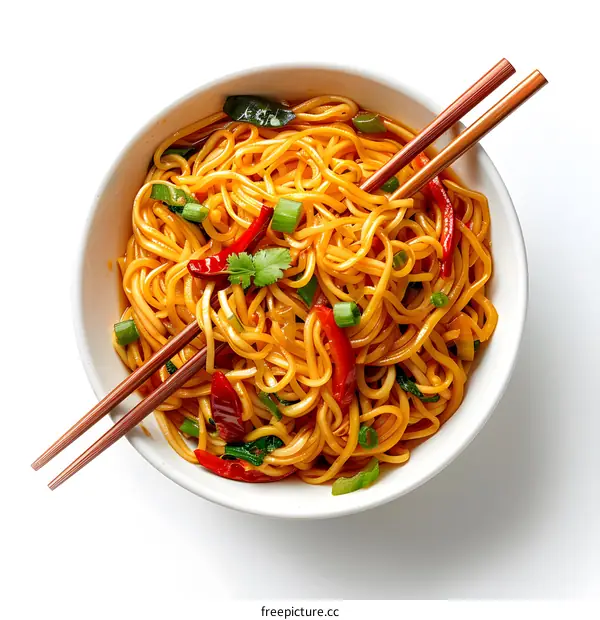 bowl of noodles with chopsticks