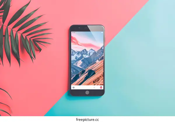 Smartphone with Mountain View Photo