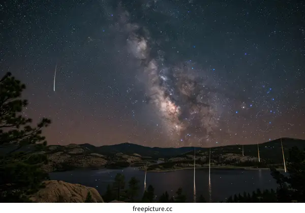 Milky Way over a lake in the mountains