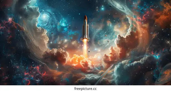 Spaceship launching into space