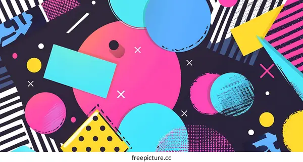 Abstract Geometric Shapes Background With Bright Colors