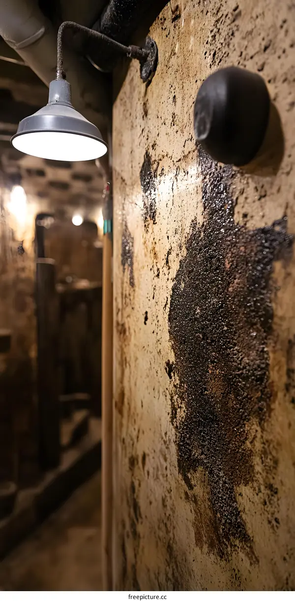 Old Basement Wall With Exposed Brick and Pipe