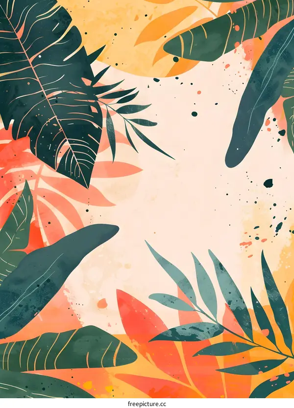 Tropical Leaves Watercolor Illustration Design