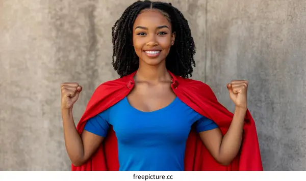 African American Woman Superhero Pose