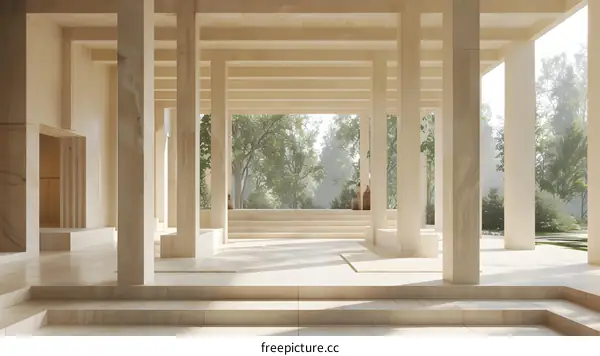 Minimalist Modern Architecture Design With Stone Columns