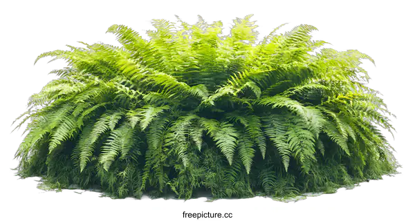 [Transparent Background PNG]Green Fern Bush Isolated on White Background