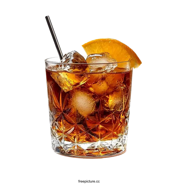 [Transparent Background PNG]A Refreshing Cocktail with Orange Garnish