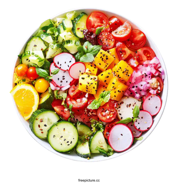 [Transparent Background PNG]Colorful Vegetable Salad Bowl