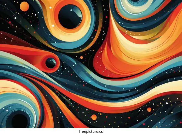 Colorful Abstract Swirls and Dots