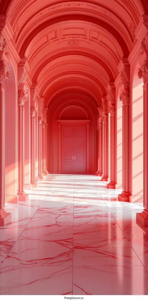 Elegant Pink Marble Hallway Interior Design