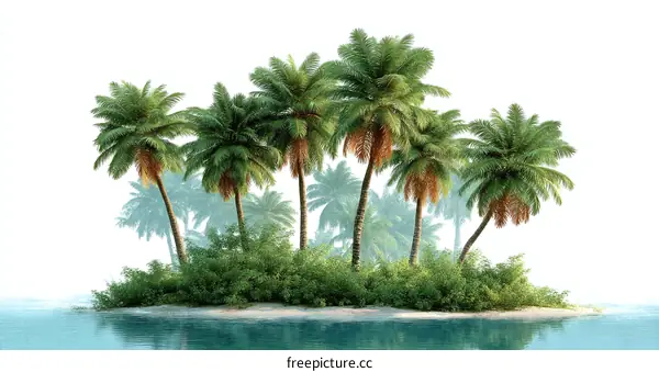 Tropical Island with Lush Palm Trees
